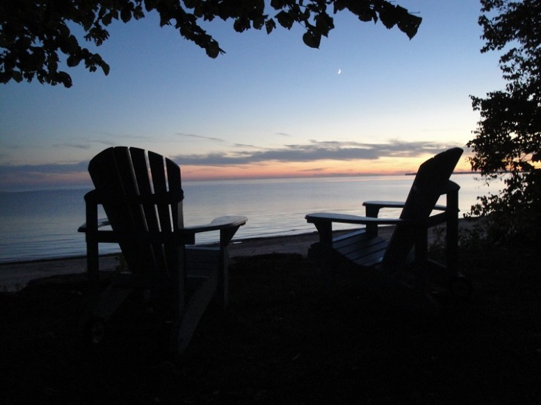 Beach view from the Muskoka chairs on the front lawn.